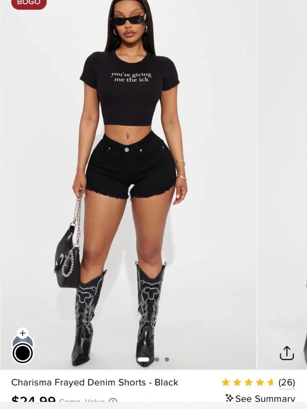 Fashion Nova Black Distressed High-Rise Denim Shorts